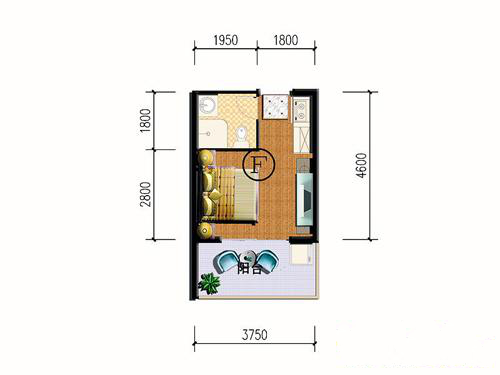 D栋A户型 2室1厅1卫1厨  (建筑面积)  建筑面积：79.5㎡