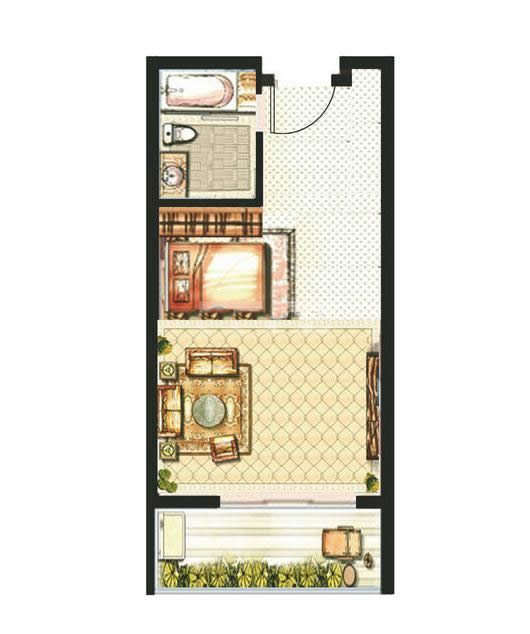 1房1厅1卫 建筑面积：41㎡