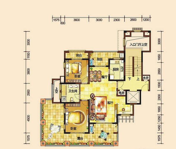 2房2厅1卫 建筑面积：112㎡