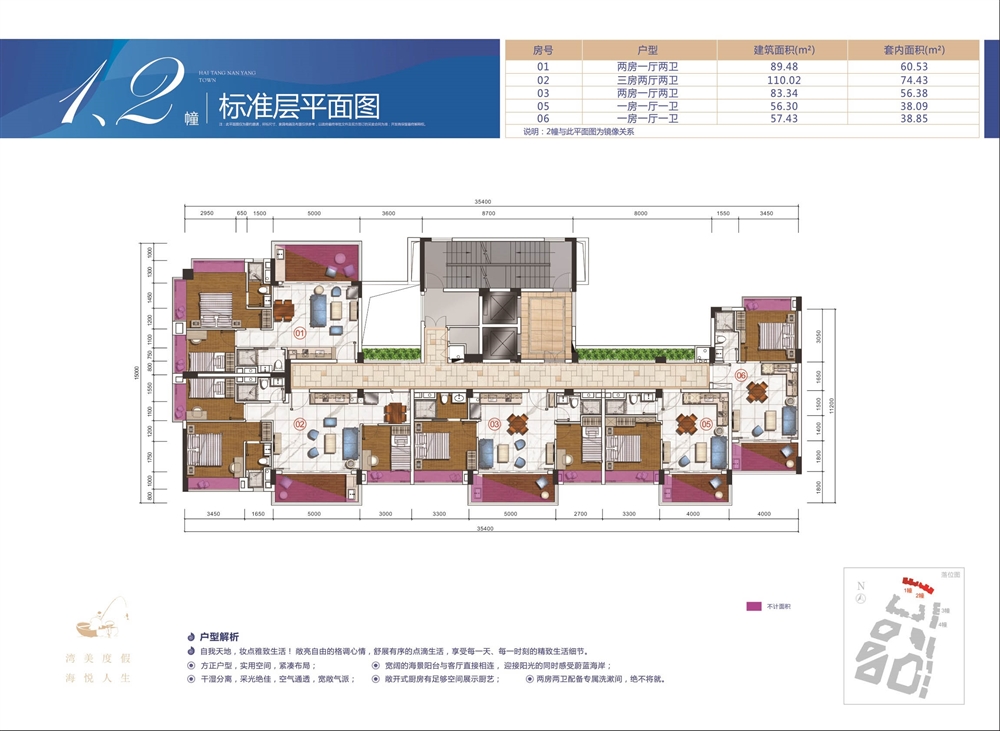 1、2栋标准层平面图 建筑面积：0㎡