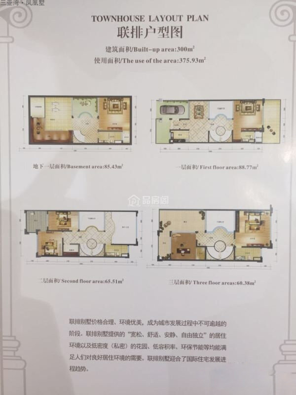 联排户型  建筑面积：300㎡