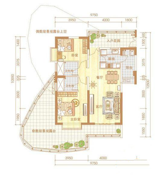 2室2厅2卫1厨 建筑面积：118.1㎡