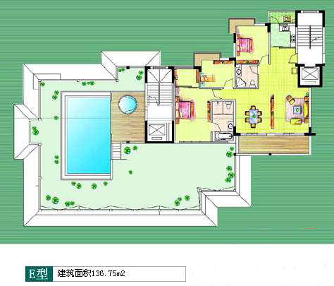 2房2厅2卫 建筑面积：136㎡