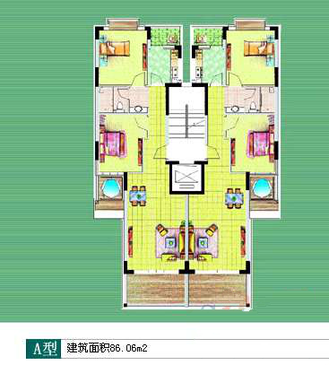 2房2厅1卫 建筑面积：86㎡