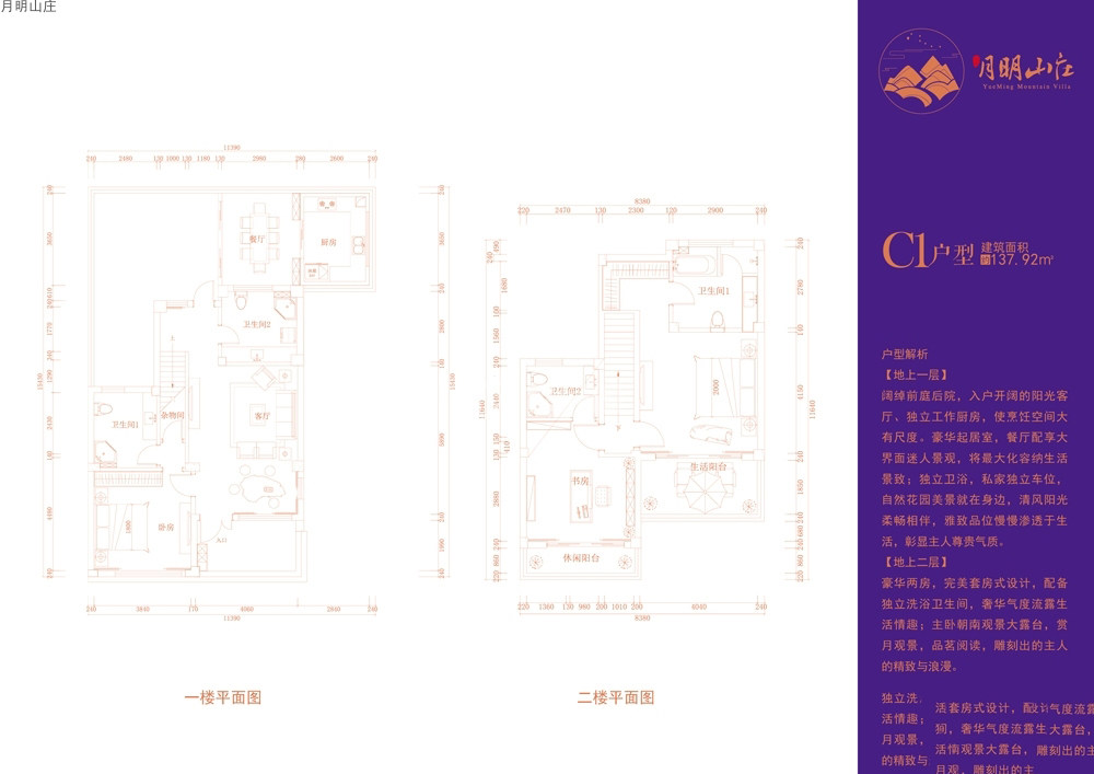 C1户型3房2厅4卫 建筑面积：137㎡