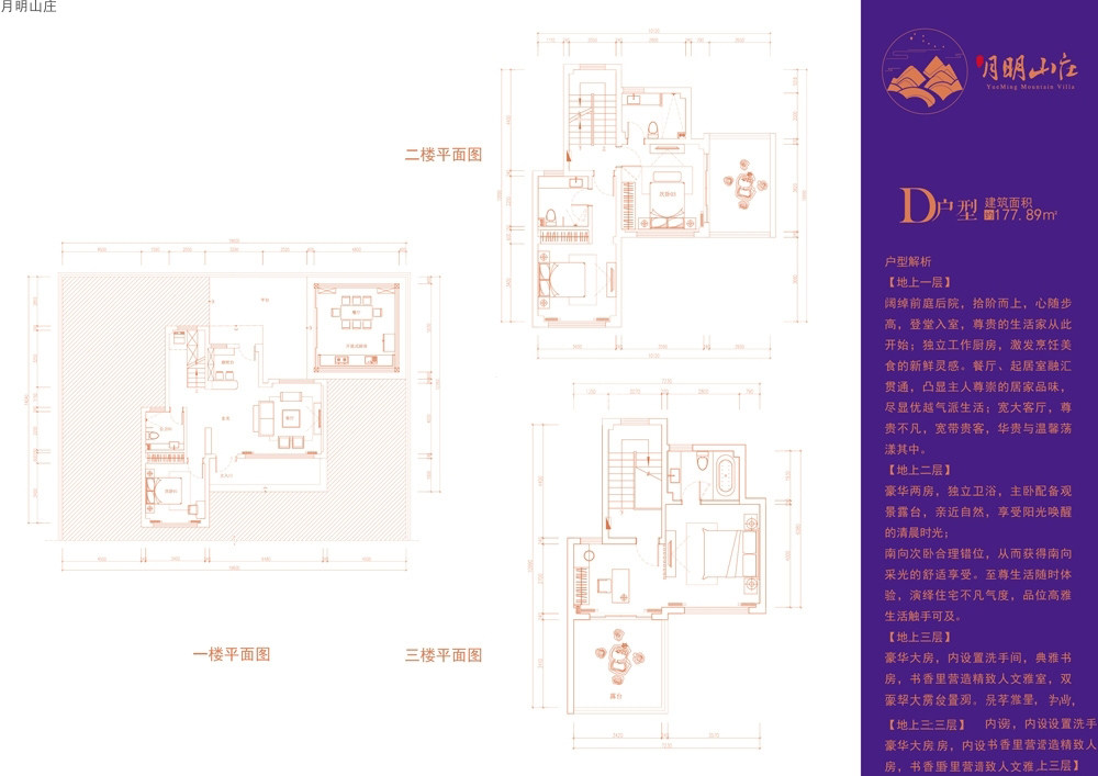 D户型4房2厅4卫 建筑面积：177㎡