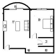 1室1厅1卫 西 建筑面积：51㎡