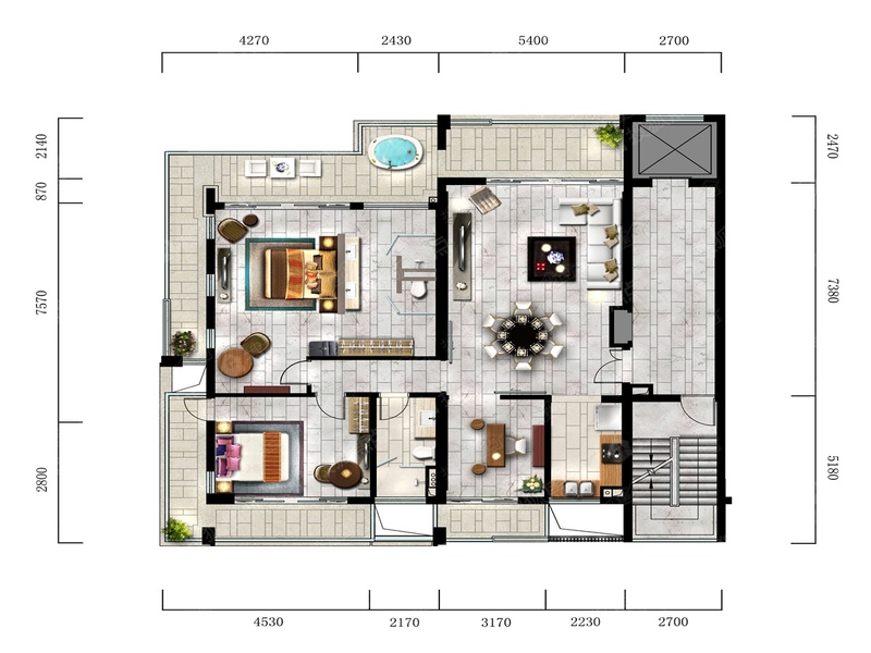 3室2厅2卫-公馆B 建筑面积：163㎡