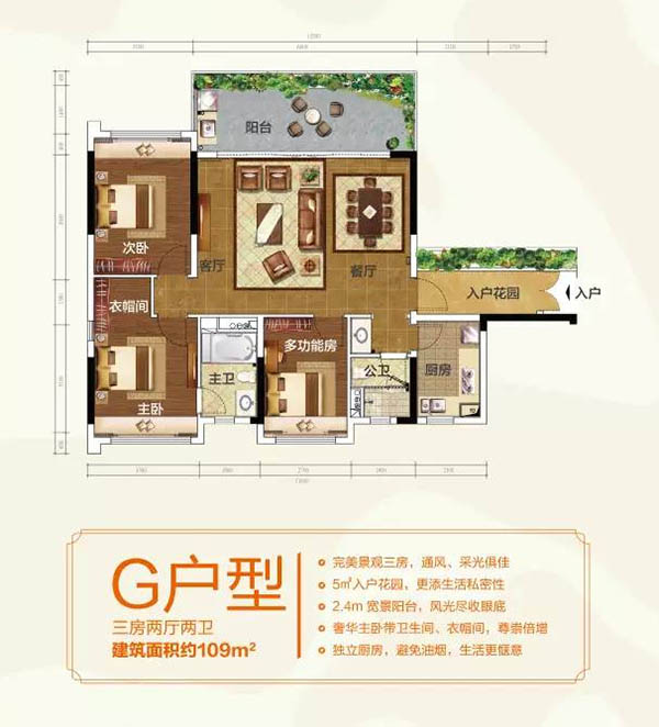 三居室 建筑面积：109㎡