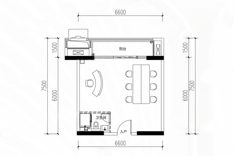 LOFT创办空间户型 建筑面积：58㎡
