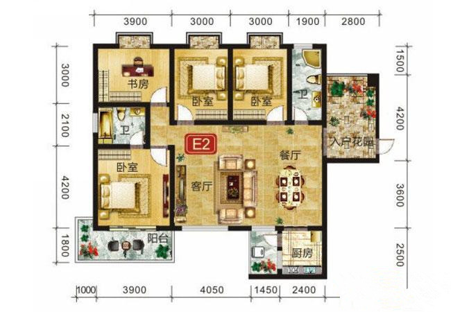 4室2厅2卫1厨 建筑面积：153㎡