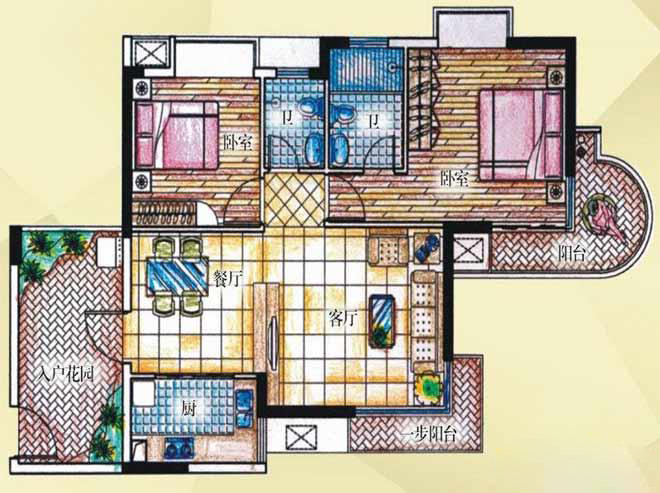 5#6#楼A单元01室2房2厅2卫 建筑面积：185㎡