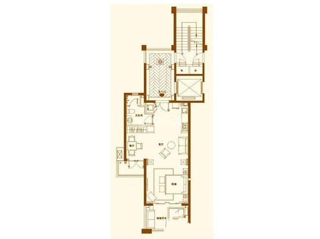1房2厅1卫 建筑面积：72㎡